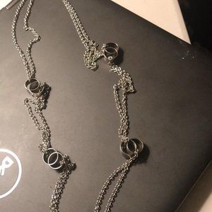 Biagi silver links long chain necklace